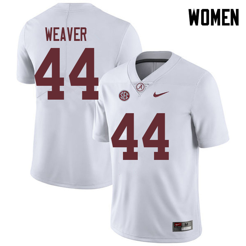 Women #44 Cole Weaver Alabama Crimson Tide College Football Jerseys Sale-White